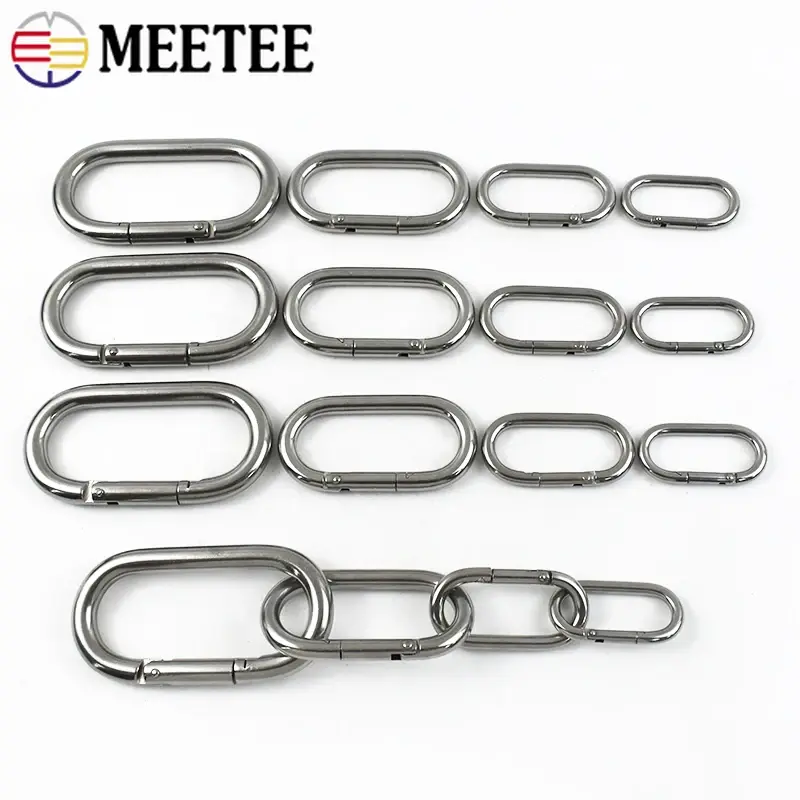 1-3Pcs 5/6/8/10mm 304 Stainless Steel Carabiner Buckle O Ring Clasp Knapsack Strap Waistband Spring Snap Hook Hardware Accessory