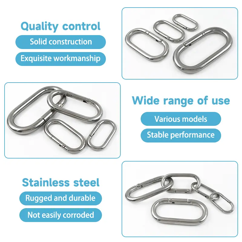 1-3Pcs 5/6/8/10mm 304 Stainless Steel Carabiner Buckle O Ring Clasp Knapsack Strap Waistband Spring Snap Hook Hardware Accessory