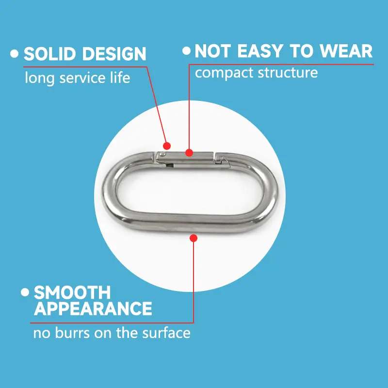 1-3Pcs 5/6/8/10mm 304 Stainless Steel Carabiner Buckle O Ring Clasp Knapsack Strap Waistband Spring Snap Hook Hardware Accessory