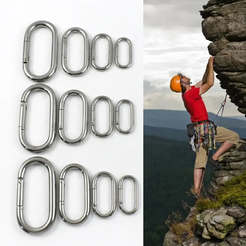 1-3Pcs 5/6/8/10mm 304 Stainless Steel Carabiner Buckle O Ring Clasp Knapsack Strap Waistband Spring Snap Hook Hardware Accessory