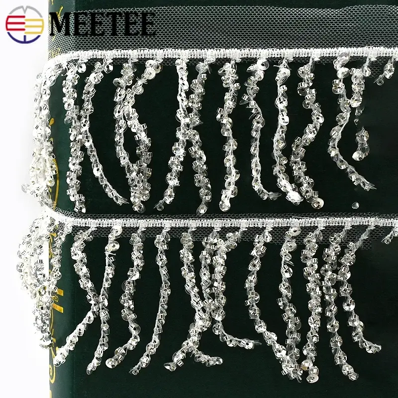 1-5Yards 7cm Crystal sequins Fringe Tassel for sewing Beaded Lace Trim Latin Dance Wedding Dresses Trimming DIY Accessories