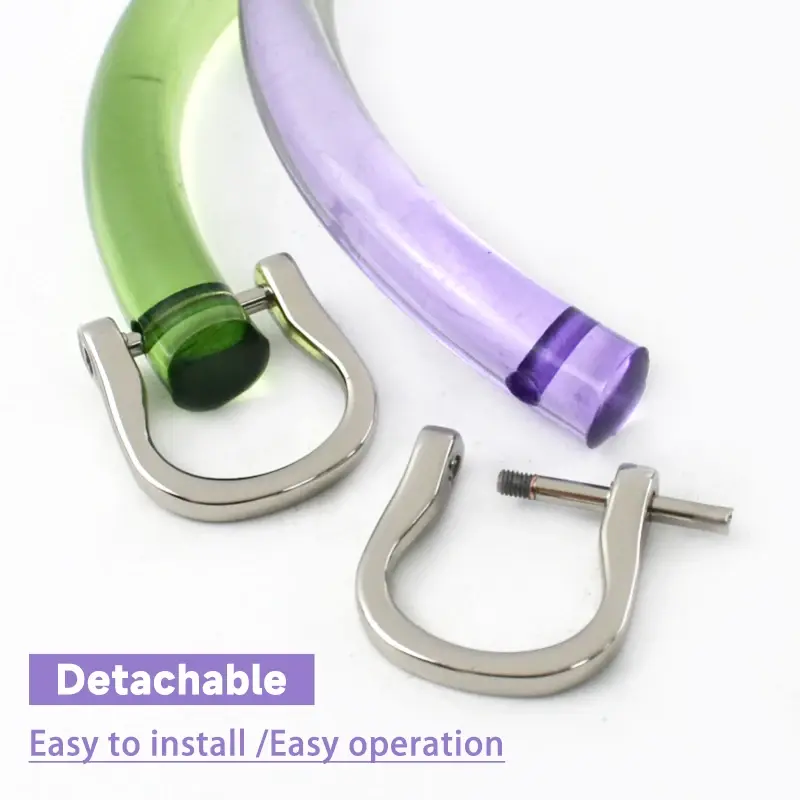 1/2/3Sets Acrylic D Ring Bag Handle with Two Metal Buckles Transparent Resin Wristband Handbag Kiss Frame Clasp Bags Accessories