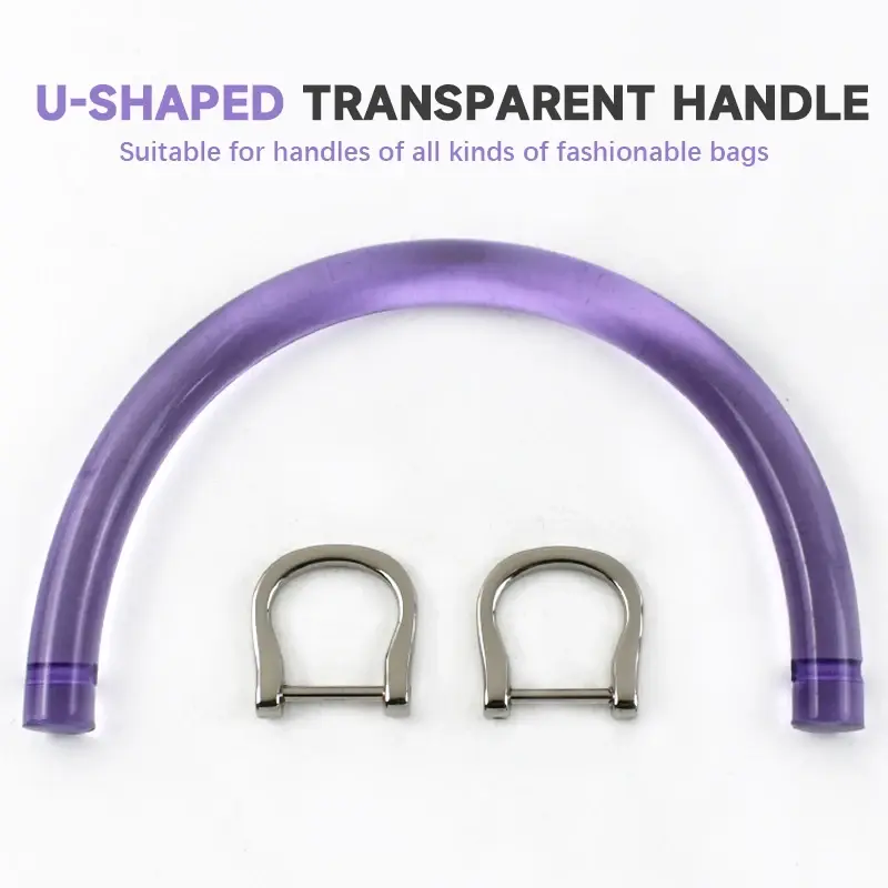 1/2/3Sets Acrylic D Ring Bag Handle with Two Metal Buckles Transparent Resin Wristband Handbag Kiss Frame Clasp Bags Accessories