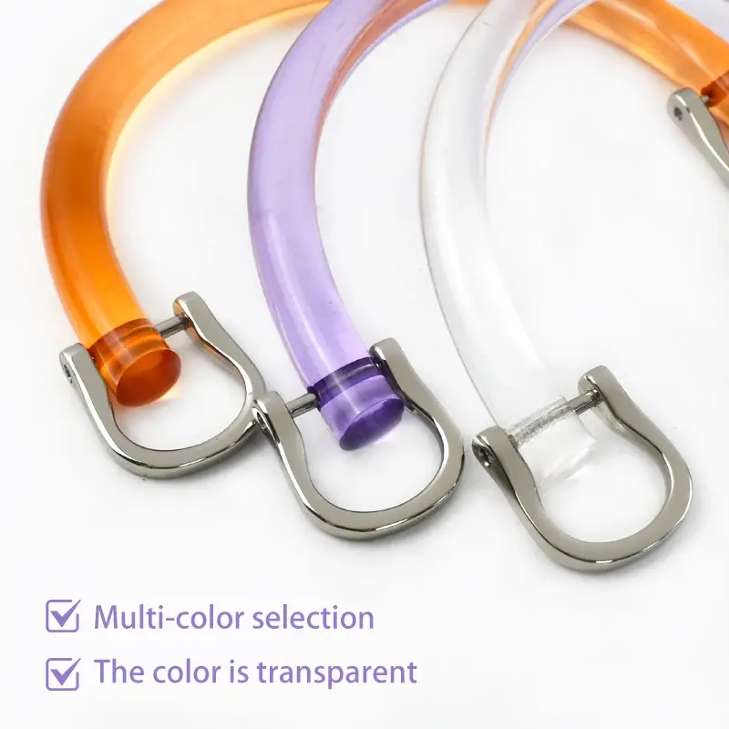 1/2/3Sets Acrylic D Ring Bag Handle with Two Metal Buckles Transparent Resin Wristband Handbag Kiss Frame Clasp Bags Accessories