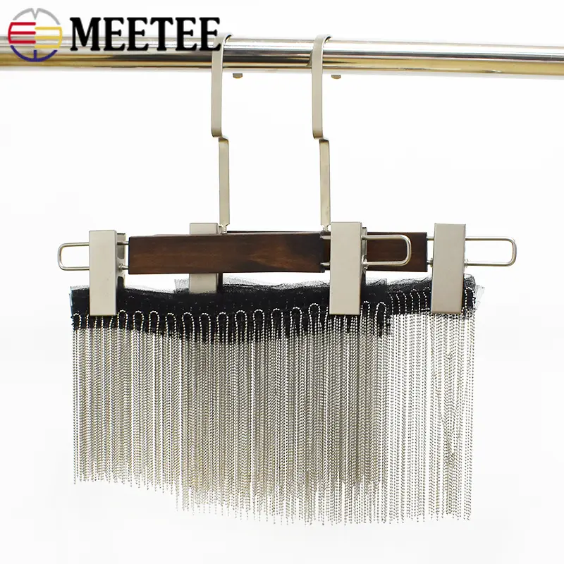 Meetee 6-15cm 2/5Yards Metal Beads Chain Tassels Fringe Clothes Beaded Lace Trim Party Dress Jacket Decor DIY Sewing Accessories