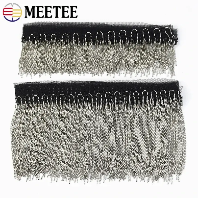 Meetee 6-15cm 2/5Yards Metal Beads Chain Tassels Fringe Clothes Beaded Lace Trim Party Dress Jacket Decor DIY Sewing Accessories