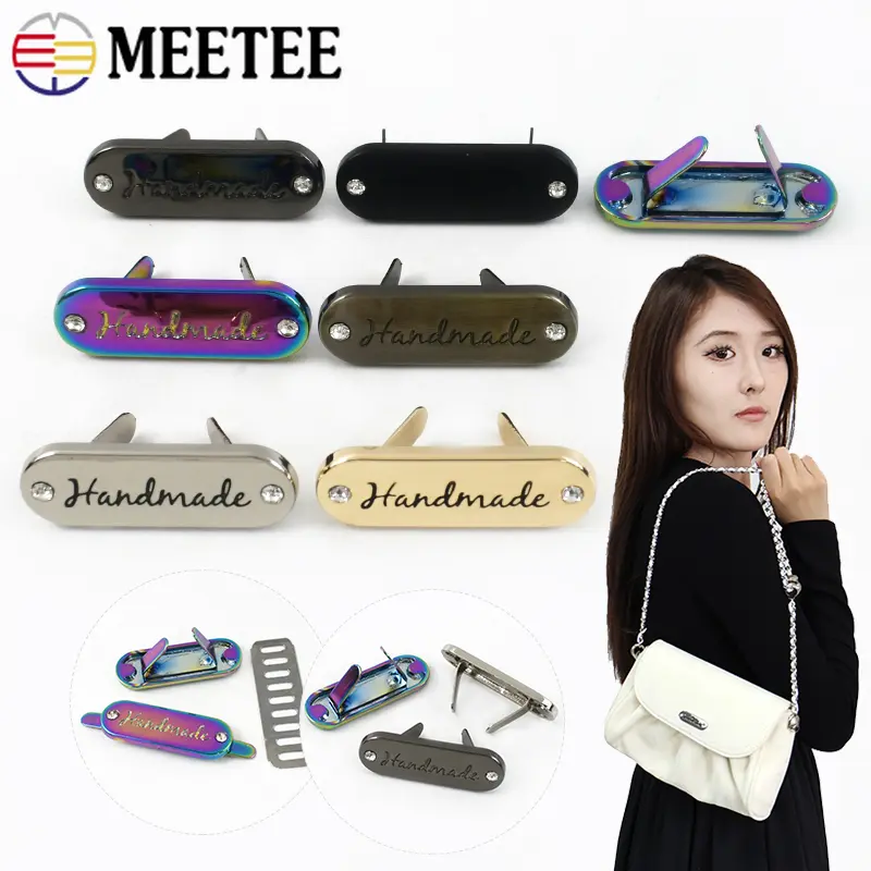 35*12mm 5-20Pcs Metal Bag Buckles Custom Decorative Labels Tags Handmade Label Clothes Leather Clasp Hook DIY Sewing Accessories
