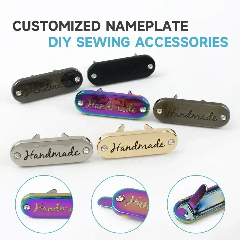 35*12mm 5-20Pcs Metal Bag Buckles Custom Decorative Labels Tags Handmade Label Clothes Leather Clasp Hook DIY Sewing Accessories