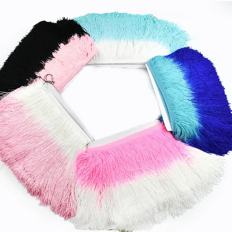 Meetee Gradient Color Fringe Tassel Trim 1-5M 20cm Fringes for Latin Dress Clothes Curtain DIY Garment Sewing Accessories Fabric