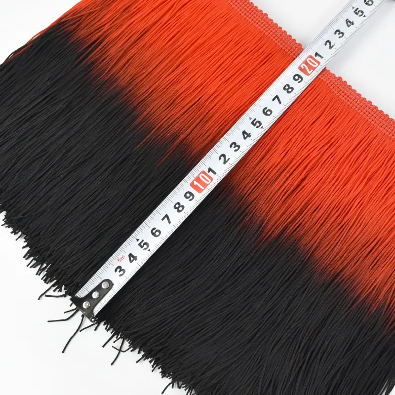Meetee Gradient Color Fringe Tassel Trim 1-5M 20cm Fringes for Latin Dress Clothes Curtain DIY Garment Sewing Accessories Fabric