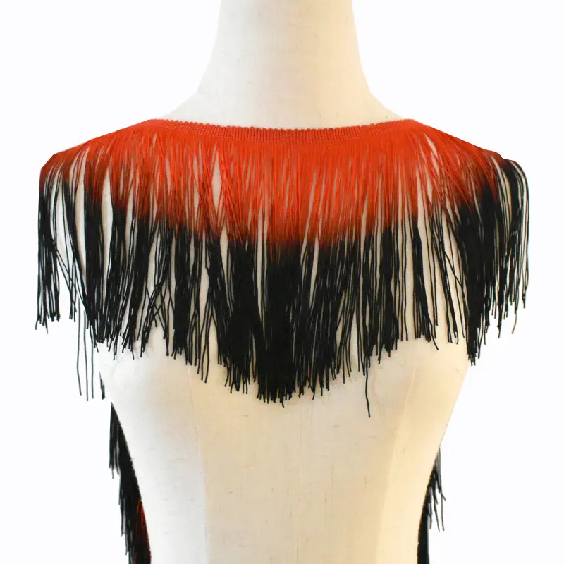 Meetee Gradient Color Fringe Tassel Trim 1-5M 20cm Fringes for Latin Dress Clothes Curtain DIY Garment Sewing Accessories Fabric