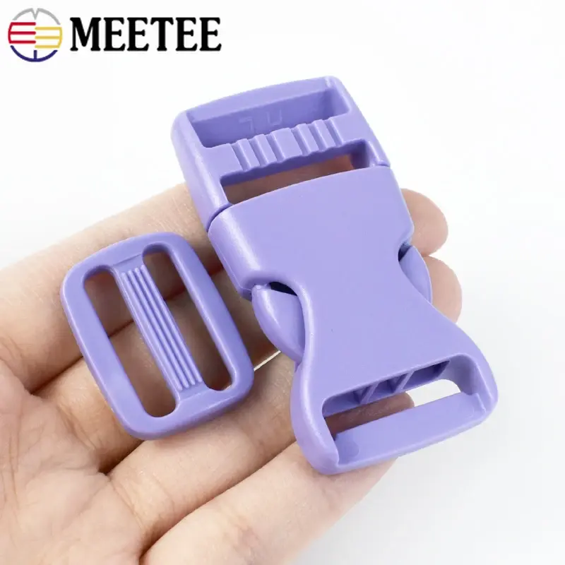 Meetee 5-20Sets 15-25mm Plastic Release Buckle Closure Bag Strap Adjust Ring Clasp Webbing Tri-Glide Slider Hook DIY Accessories