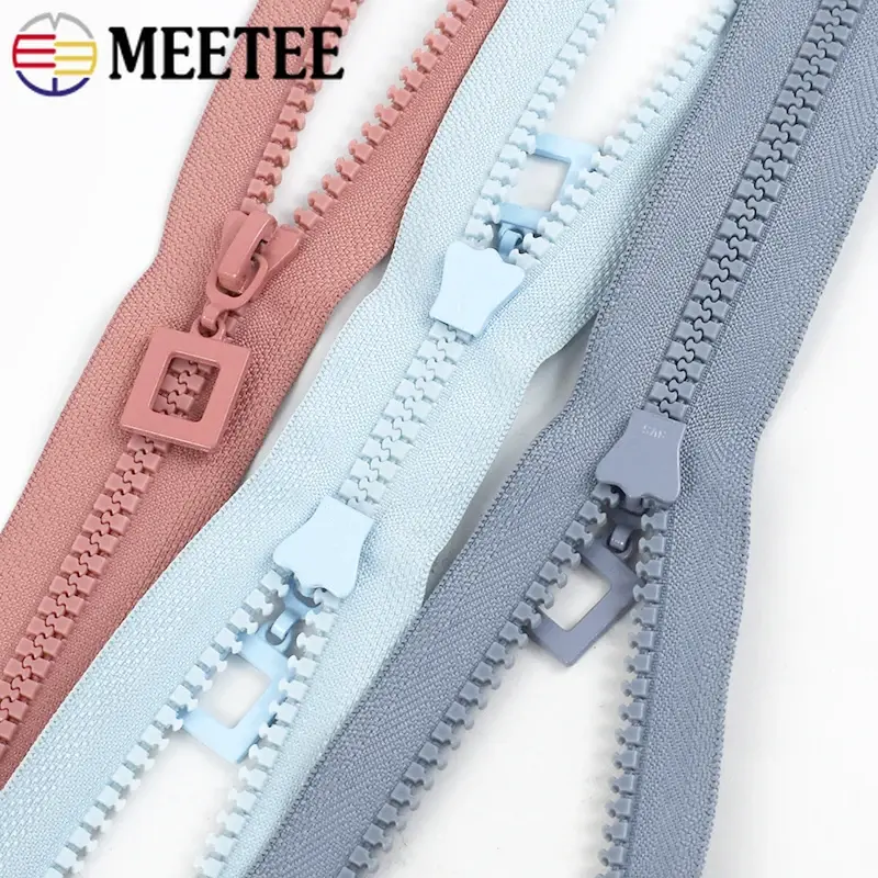 8# 1Pc 80-120cm Resin Zipper Single/Double Sliders Open-End Zip Bags Jacket Clothes Decor Zips Repair Kit DIY Sewing Accessories