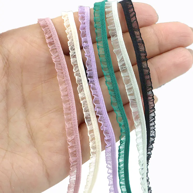 15mm Elastic Organza Lace Ruffle Trim Ribbon 10-45M Elastics Band for Headdress Bow Dress Decor DIY Clothes Sewing Accessories
