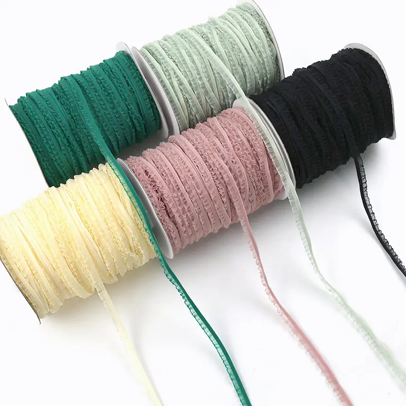 15mm Elastic Organza Lace Ruffle Trim Ribbon 10-45M Elastics Band for Headdress Bow Dress Decor DIY Clothes Sewing Accessories