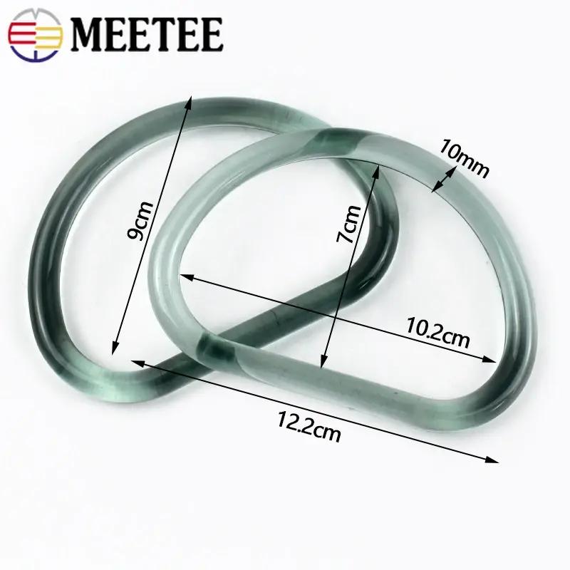 1-5Pcs 10cm Acrylic Clear D Ring Handle Plastic Handbag Bags Handles Buckle Woven-bag Replacement Purse Frame Clasp Accessories