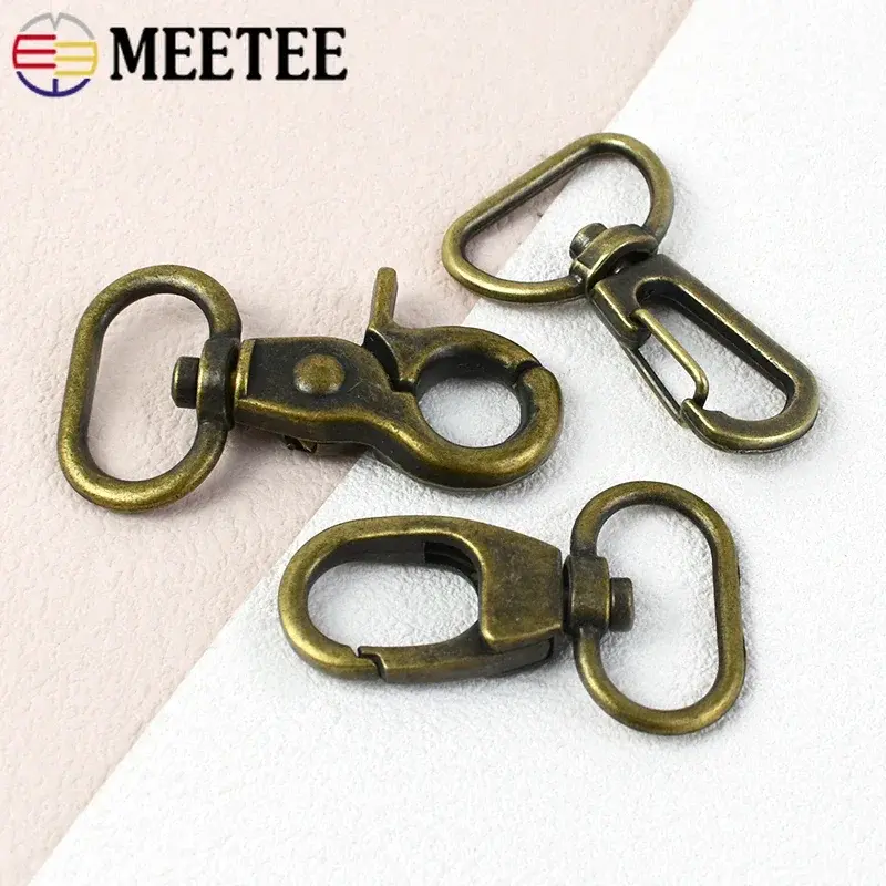 Meetee 5-20Pcs 25mm Bronze Metal Strap Buckles Bag Swivel Lobster Clasp Backpack Belt Hanger Hook Keychain Carabiner Accessories