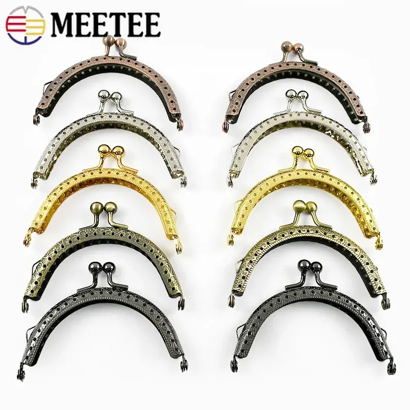 Meetee 2-10Pcs 85mm Metal Embossed Handle Purse Frame Kiss Clasp Women Bags Handles Sewing Brackets Accessories for Handbags