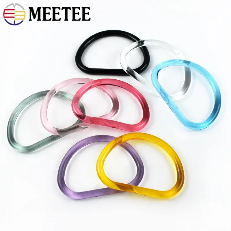 1-5Pcs 10cm Acrylic Clear D Ring Handle Plastic Handbag Bags Handles Buckle Woven-bag Replacement Purse Frame Clasp Accessories