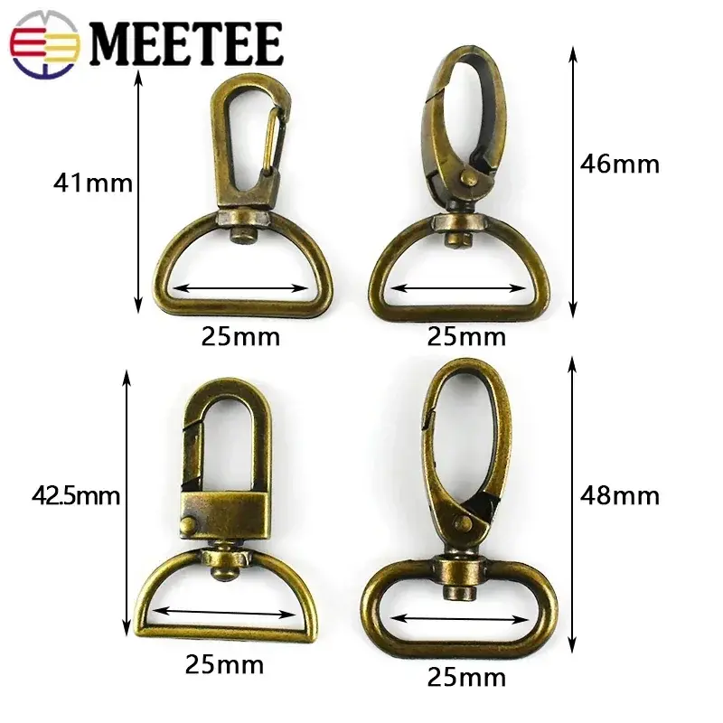 Meetee 5-20Pcs 25mm Bronze Metal Strap Buckles Bag Swivel Lobster Clasp Backpack Belt Hanger Hook Keychain Carabiner Accessories