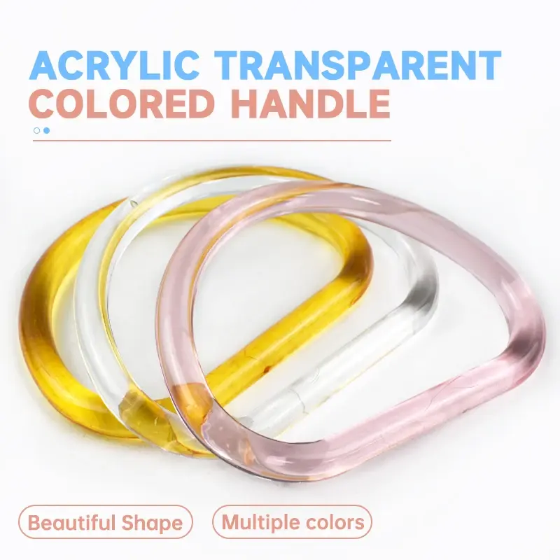1-5Pcs 10cm Acrylic Clear D Ring Handle Plastic Handbag Bags Handles Buckle Woven-bag Replacement Purse Frame Clasp Accessories