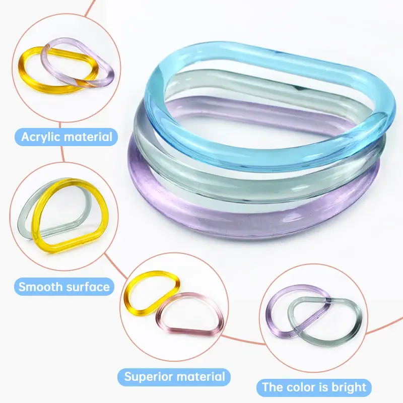 1-5Pcs 10cm Acrylic Clear D Ring Handle Plastic Handbag Bags Handles Buckle Woven-bag Replacement Purse Frame Clasp Accessories