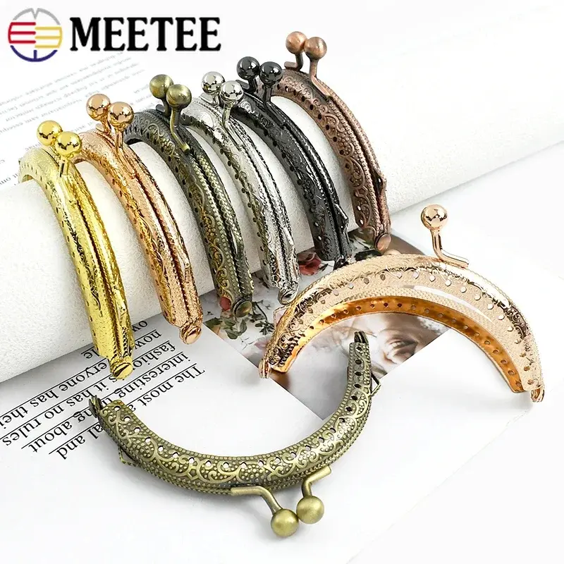 Meetee 2-10Pcs 85mm Metal Embossed Handle Purse Frame Kiss Clasp Women Bags Handles Sewing Brackets Accessories for Handbags