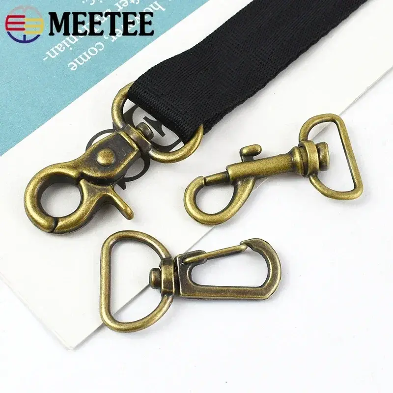 Meetee 5-20Pcs 25mm Bronze Metal Strap Buckles Bag Swivel Lobster Clasp Backpack Belt Hanger Hook Keychain Carabiner Accessories