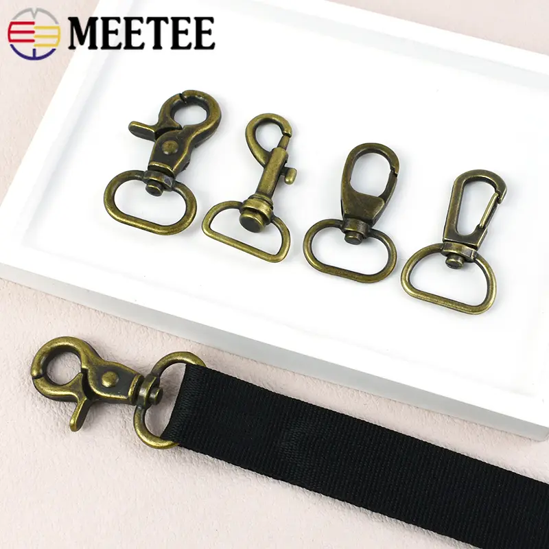 Meetee 5-20Pcs 25mm Bronze Metal Strap Buckles Bag Swivel Lobster Clasp Backpack Belt Hanger Hook Keychain Carabiner Accessories