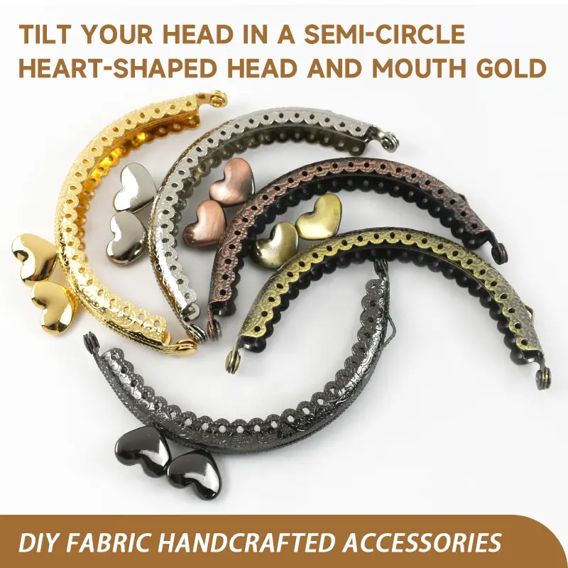 85mm Semicircle Kiss Lock Clasp Metal Buckle Hardware for Purse Handbag Wallet Frame Handle Embossed Design 5 Colors 2/5/10Pcs
