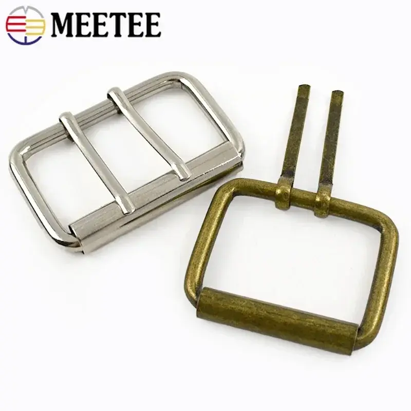 Meetee 2/5Pcs 40/50mm Metal Pin Roller Buckle for Bags Strap Single/Double Belt Head Waistband Adjust Clasp Hardware Accessories