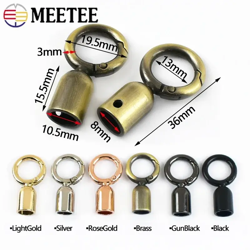 Meetee 4/10/20Pcs 13mm Metal Buckles For Bag Strap Tassel Cap Clasp Hook Rope Cord Lock Handbag Connector Hanger DIY Accessories