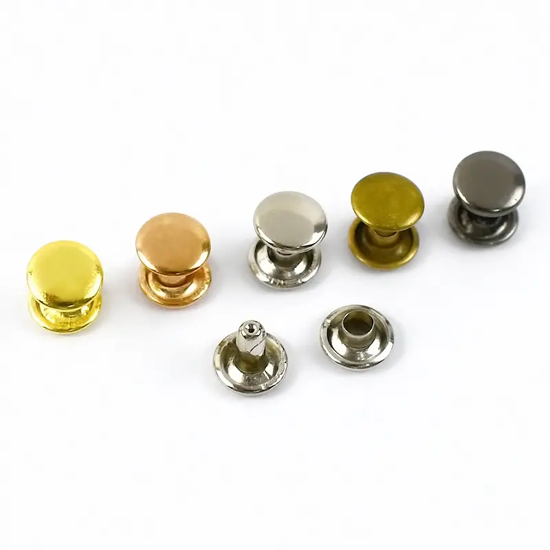 100sets Metal Double Cap Rivet Stud Button Round Nail Rivets Press Snap Buttons for Leather Clothes Bags Shoes Craft Accessories