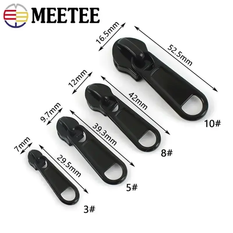 Meetee 5 - 30Pcs 3# 5# 8# 10# Nylon Zipper Sliders Pull Head for Bags Clothes Zips Repair Kits DIY Sewing Accessories