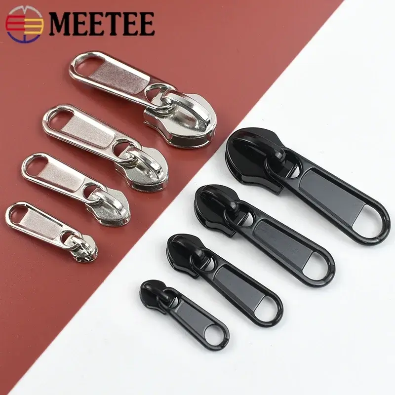 Meetee 5 - 30Pcs 3# 5# 8# 10# Nylon Zipper Sliders Pull Head for Bags Clothes Zips Repair Kits DIY Sewing Accessories