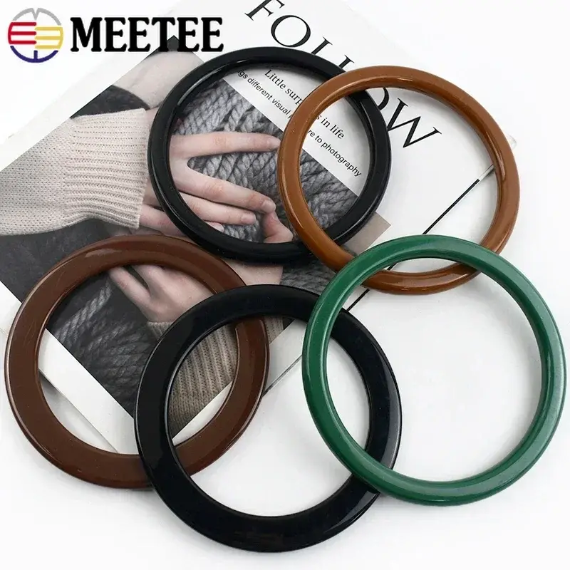 2Pcs 10/11.4cm Round Plastic Bag Handle Purse Frame Kiss Clasp Bracket Replacement Handles Ring DIY Handmade Sewing Accessories