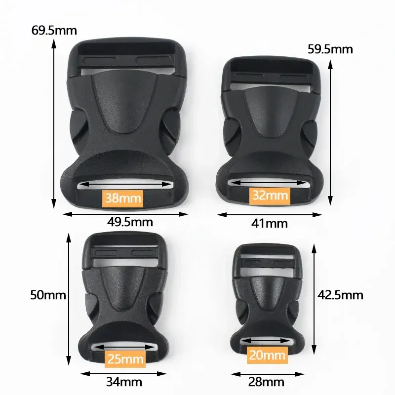 2-10Pcs 20/25/32/38mm Plastic Release Buckles for Bags Belt Black Backpack closure Buckle dog collar webbing Adjuster Snap Hooks