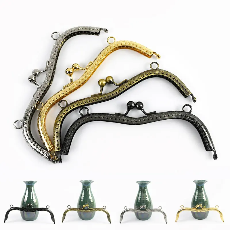 1/2/3/4/5Pcs 19cm Metal Embossed Bag Handle Purse Frame Kiss Clasp Wallet Closure Clip DIY Sewing Bag Accessories