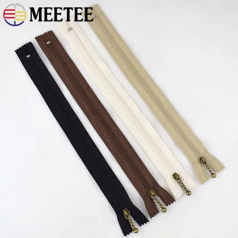 Meetee 10Pcs 3# 12-25cm Nylon Zipper for Sewing Close-end Zips Closure Coat Bag Shoes Plastic Zippers DIY Clothing Accessories