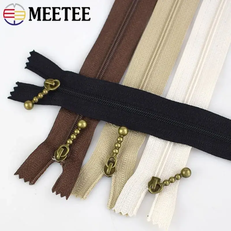 Meetee 10Pcs 3# 12-25cm Nylon Zipper for Sewing Close-end Zips Closure Coat Bag Shoes Plastic Zippers DIY Clothing Accessories