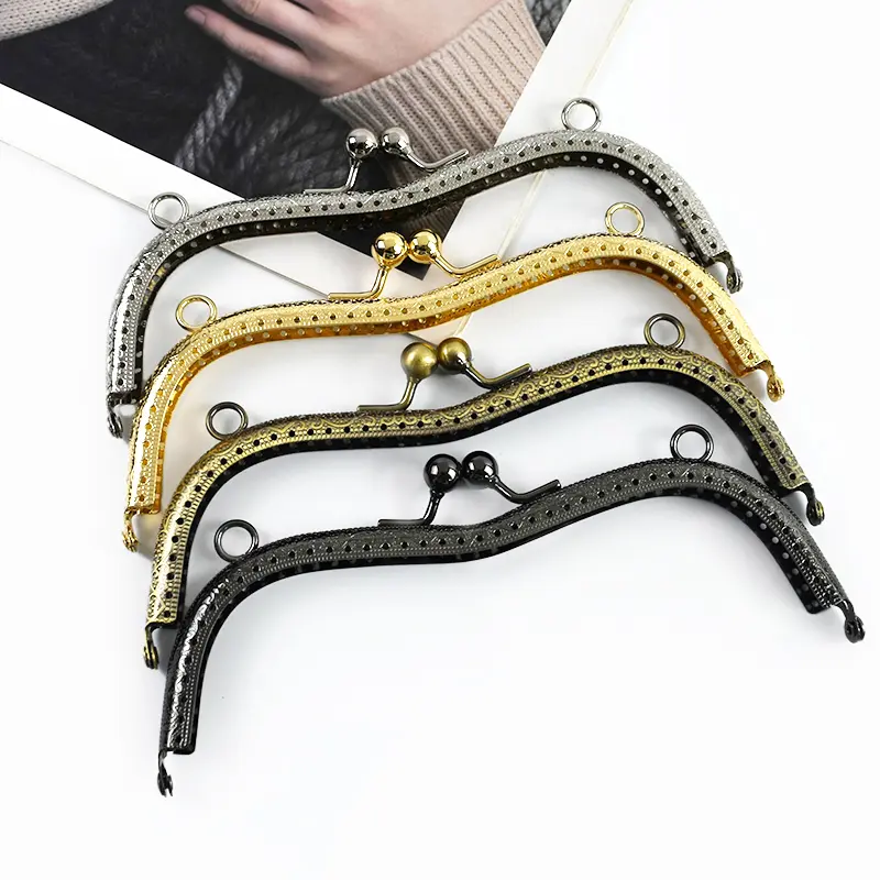 1/2/3/4/5Pcs 19cm Metal Embossed Bag Handle Purse Frame Kiss Clasp Wallet Closure Clip DIY Sewing Bag Accessories