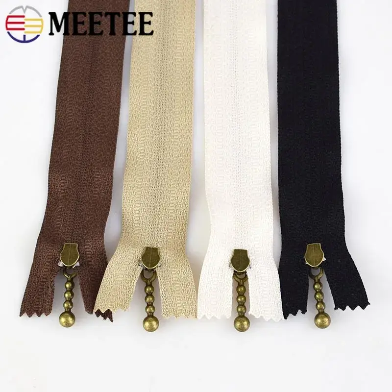 Meetee 10Pcs 3# 12-25cm Nylon Zipper for Sewing Close-end Zips Closure Coat Bag Shoes Plastic Zippers DIY Clothing Accessories