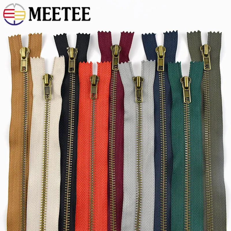 2/5/10Pcs 3#5# 20cm Bronze Metal Zipper for Sewing Clothes Pants Close-end Zippers Coat Auto Lock Zip Repair Kit DIY Accessories