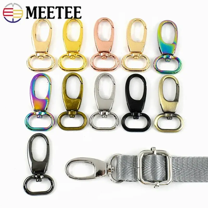 Meetee 5-30Pc 20mm Metal Bag Strap Buckles Handbag Swivel Lobster Clasp Keychain Dog Collar Hook Buckle DIY Hardware Accessories