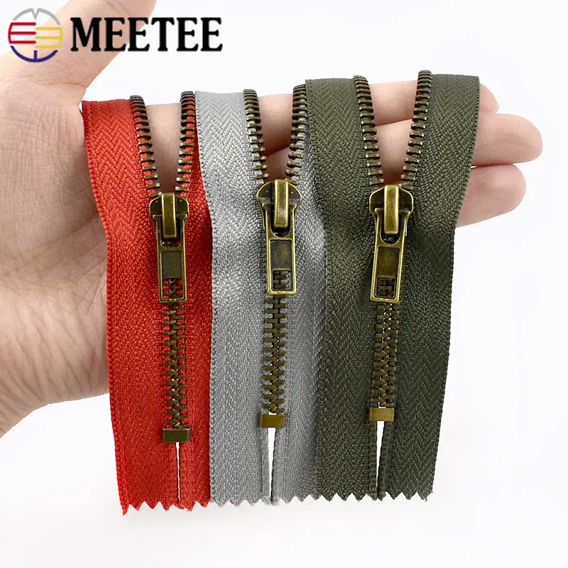 2/5/10Pcs 3#5# 20cm Bronze Metal Zipper for Sewing Clothes Pants Close-end Zippers Coat Auto Lock Zip Repair Kit DIY Accessories
