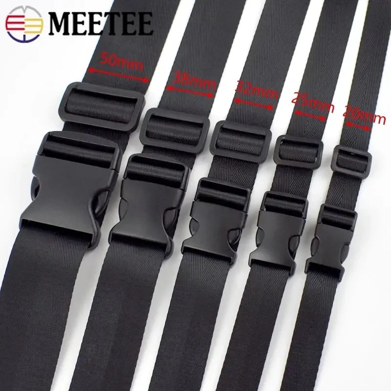 1-5Set 20-50mm Nylon Webbing Band Plastic Backpack Buckle Release Closure Clasp Tri-Glide Slider Ring Hook DIY Dog Collar Craft
