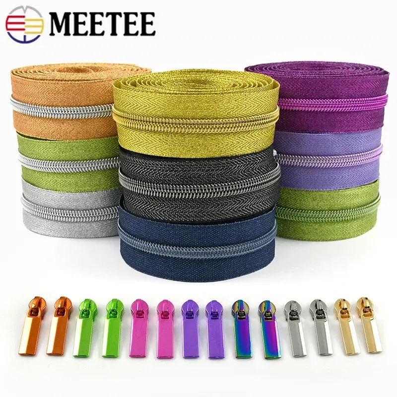 1-10M 5# Nylon Zipper Tape With Zippers Slider for Bag Clothing Coil Zips Pulls Decoration Zip Repair Kit DIY Sewing Accessories