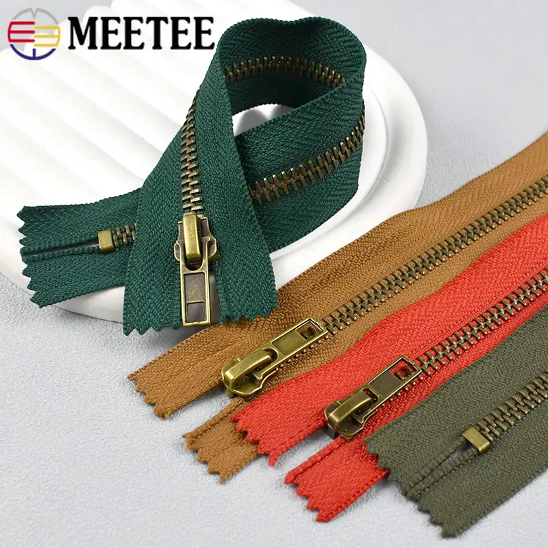 2/5/10Pcs 3#5# 20cm Bronze Metal Zipper for Sewing Clothes Pants Close-end Zippers Coat Auto Lock Zip Repair Kit DIY Accessories
