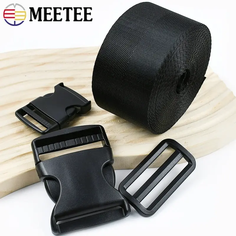 1-5Set 20-50mm Nylon Webbing Band Plastic Backpack Buckle Release Closure Clasp Tri-Glide Slider Ring Hook DIY Dog Collar Craft