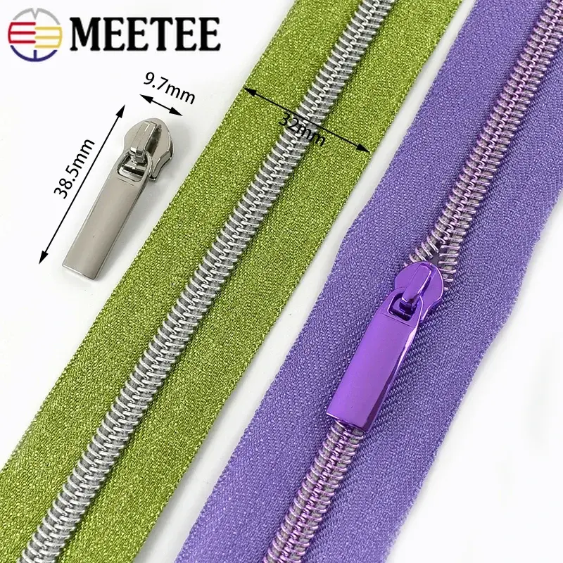 1-10M 5# Nylon Zipper Tape With Zippers Slider for Bag Clothing Coil Zips Pulls Decoration Zip Repair Kit DIY Sewing Accessories